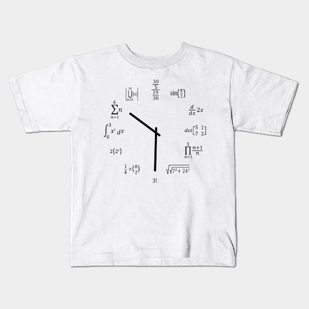 Math Clock Kids T-Shirt by ScienceCorner